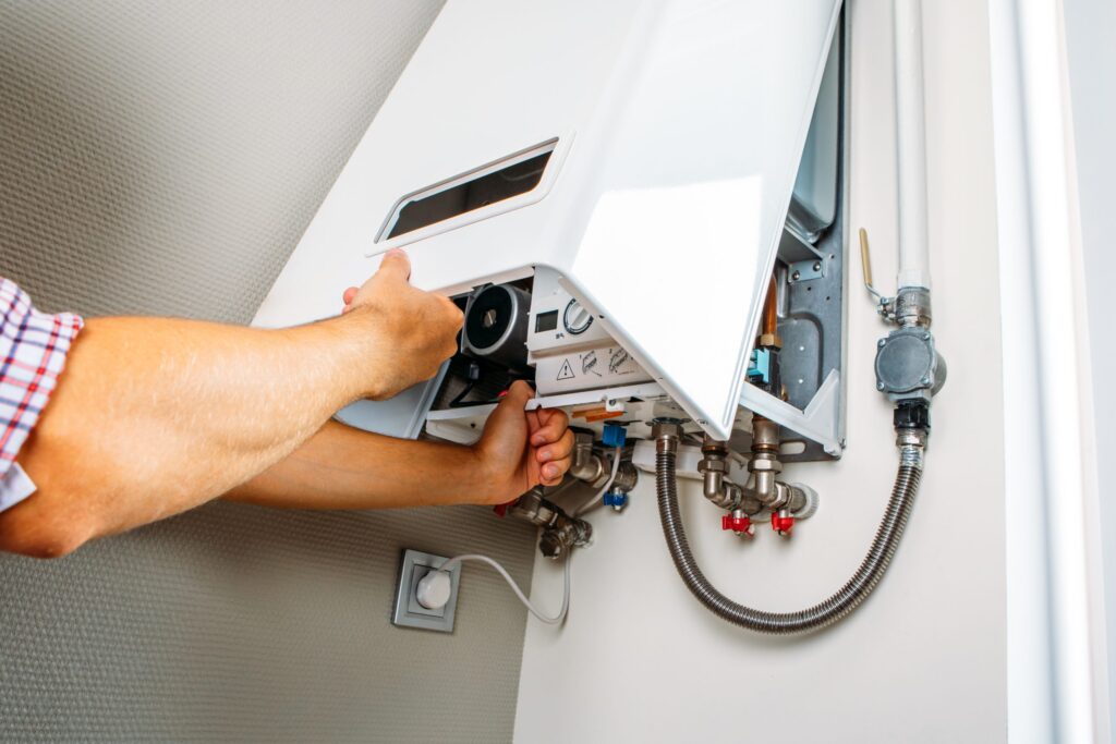 A local engineering doing a boiler maintenance